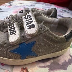 Golden Goose Kids Gray and Blue Star Sneakers